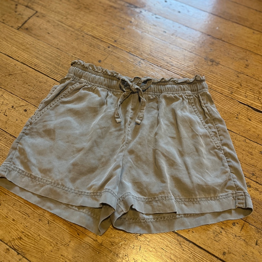 C&C California Paper Bag Waist Pull-On Drawstrings Shorts Olive Green Size S